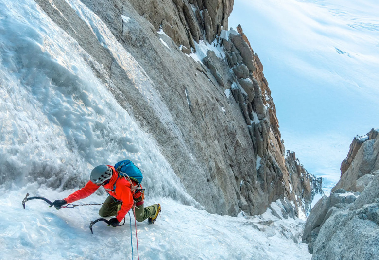 Ice Climbing a goulotte in Chamonix