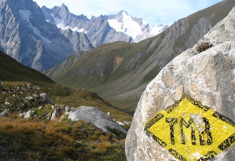 Tour du Mont Blanc sign in Chamonix