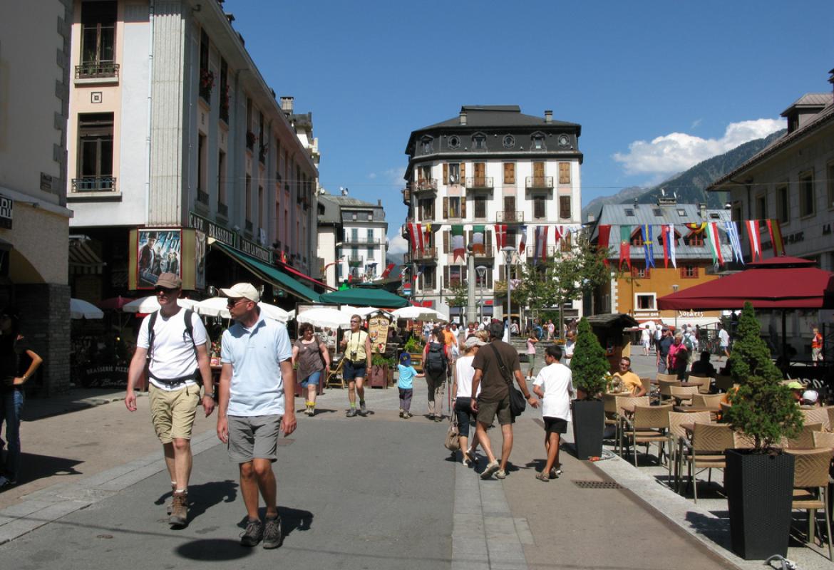 Chamonix town center in the French Alps