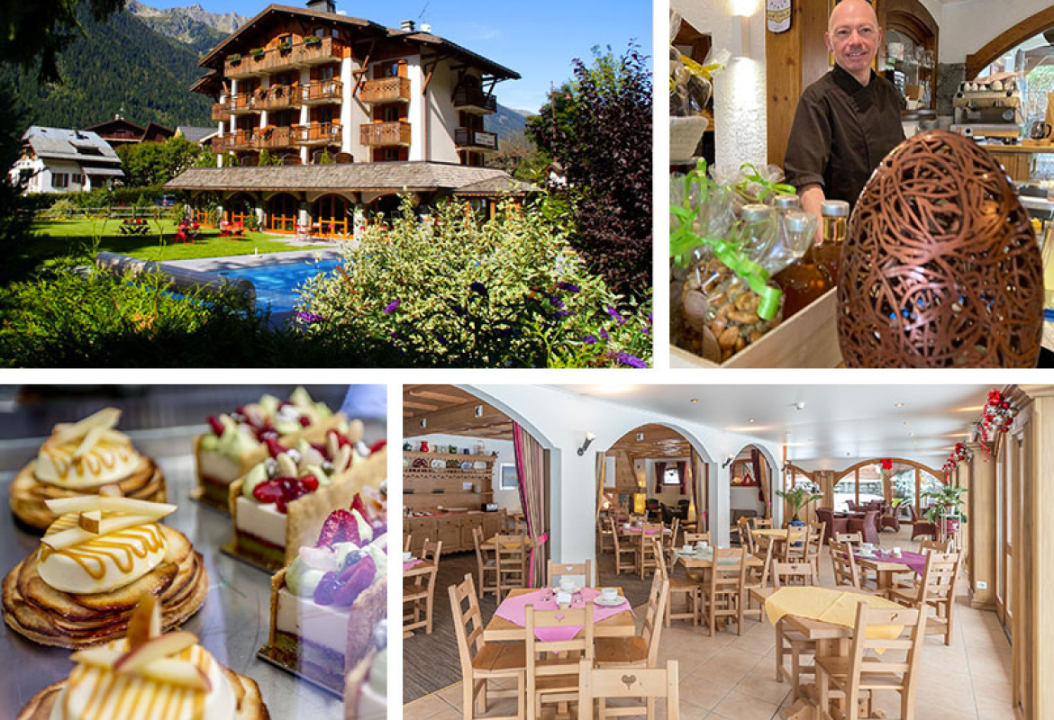 Le Jardin du Gouter Tea Lounge garden and pool in Chamonix