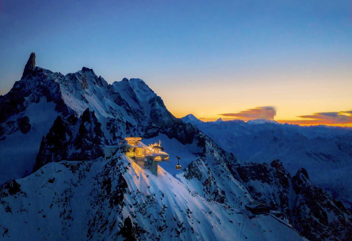 Visit the Skyway Monte Bianco at dawn! In Courmayeur, Italy