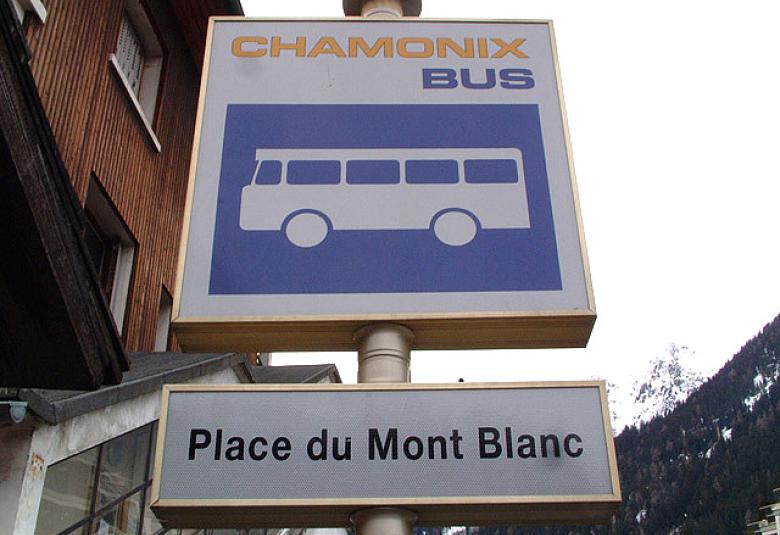 Chamonix Bus sign, how to travel inside the Chamonix valley