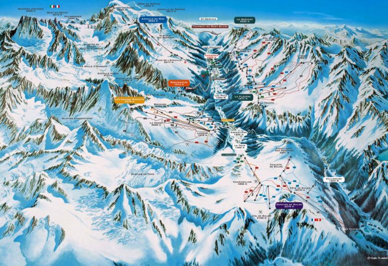 Snowboard boardrider zone maps for Chamonix