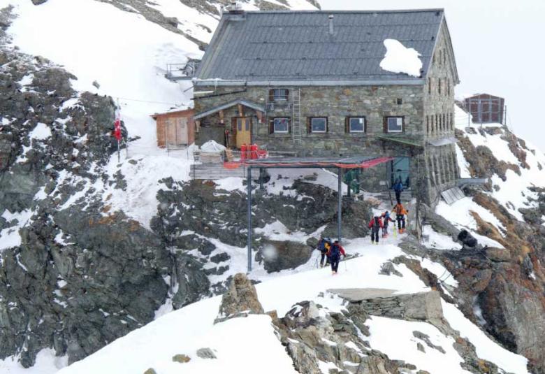 Mountain hut around Chamonix mountains