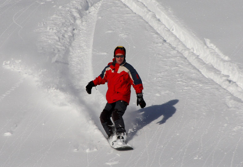 Snowboarders in the Valley Blanche