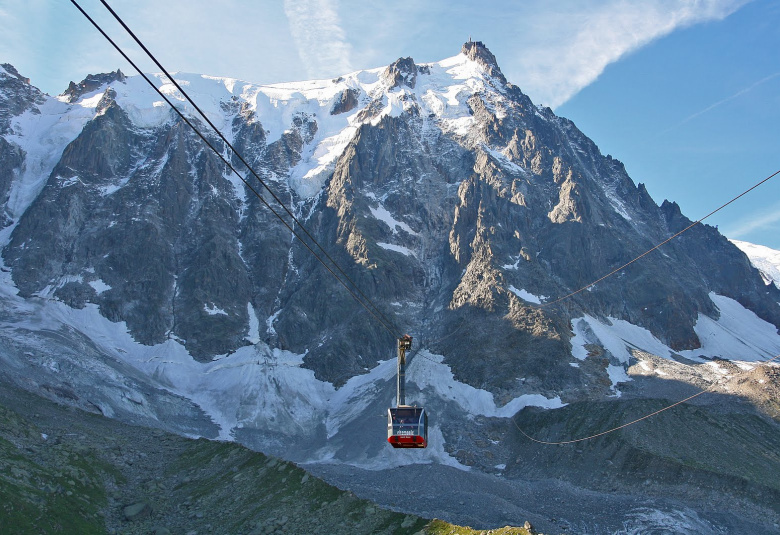 L'Aiguille du Midi, sa face nord avec téléphérique