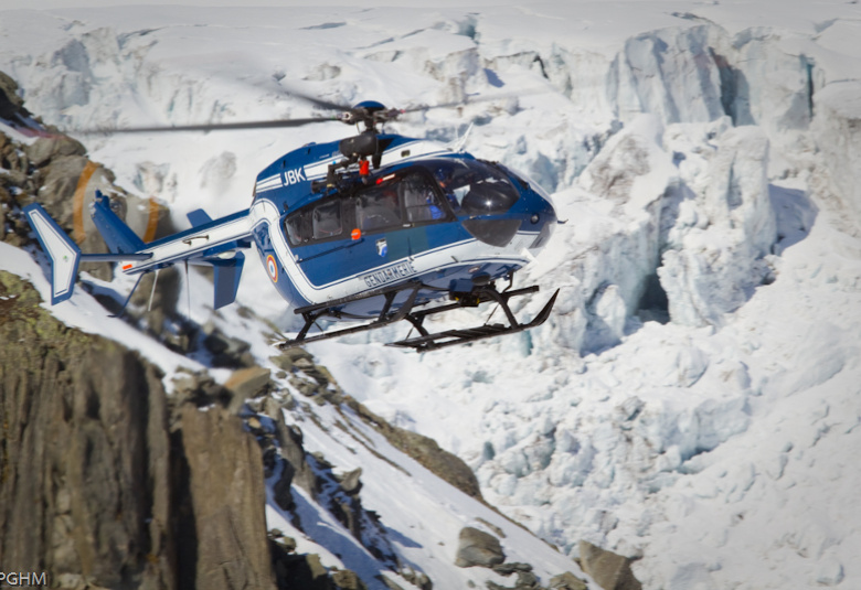 The Chamonix PGHM helicopter on a rescue mission