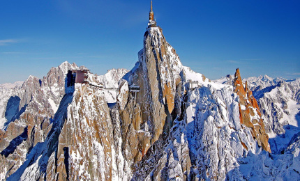 Aiguille du Midi Summit at 3842m  high above Chamonix