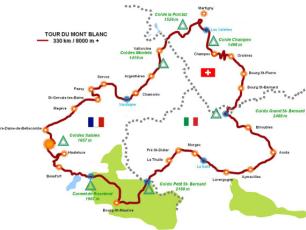 Road Bike the Tour of Mont Blanc Cycling map