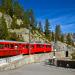Funicular train arriving at Montenvers station above Chamonix