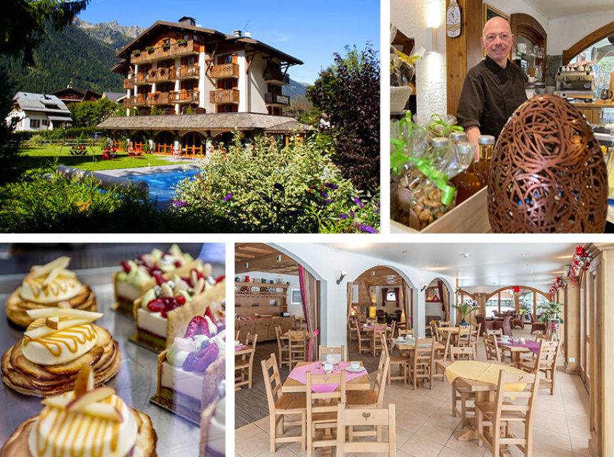 Le Jardin du Gouter Tea Lounge garden and pool in Chamonix