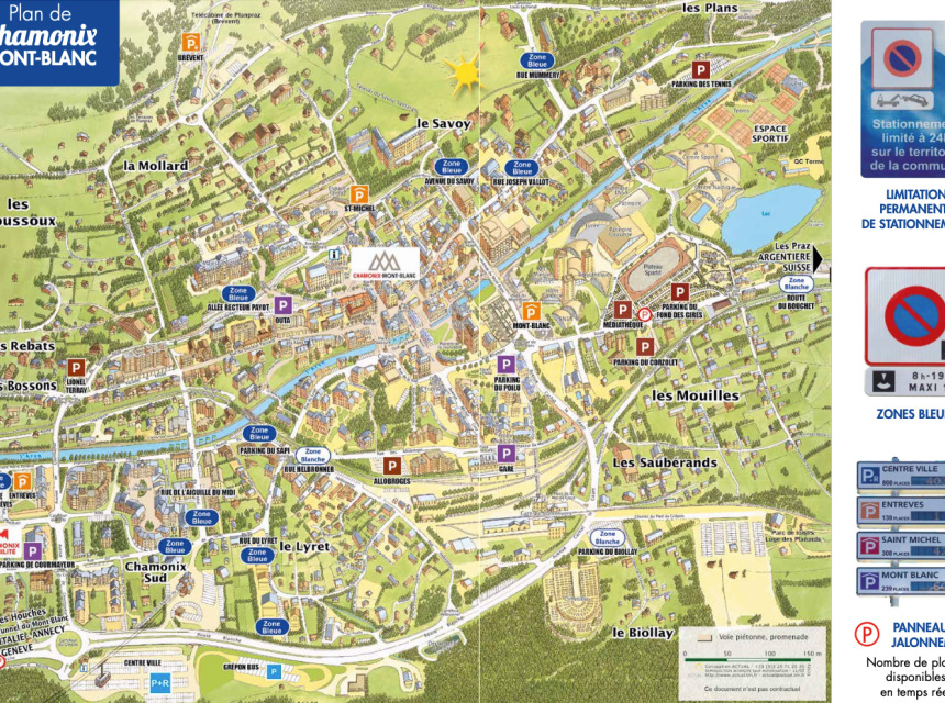 La carte des parkings et stationnements à Chamonix Mont Blanc