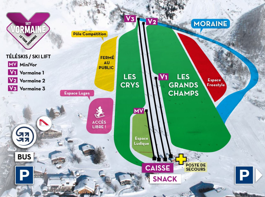La Vormaine Ski Area for beginners in Chamonix Le Tour