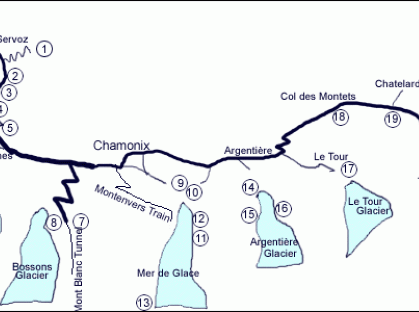 Ice Climbing Map - Chamonix Valley