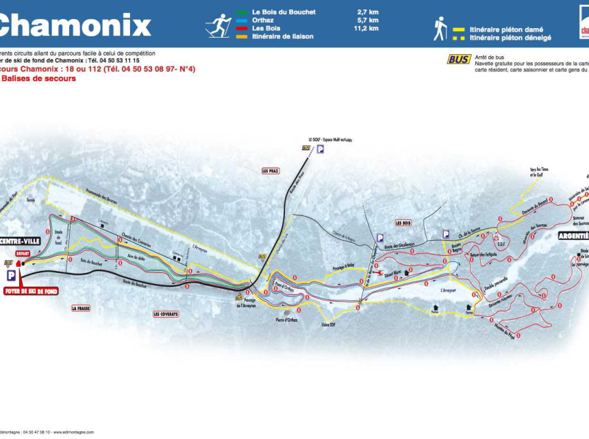 Chamonix Cross Country Ski Map