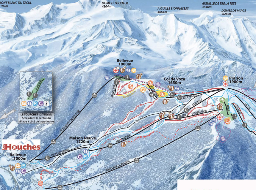 Les Houches ski touring route track map