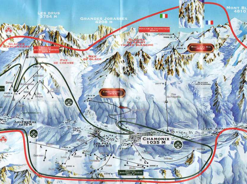 Chamonix Ski Area map