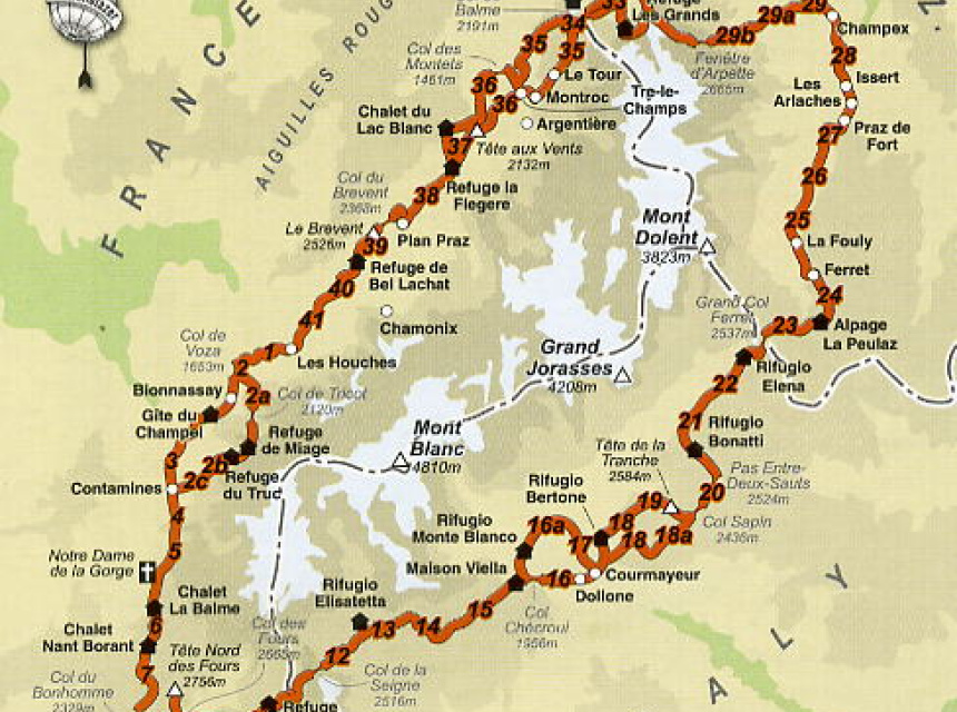The Tour of Mont Blanc Map